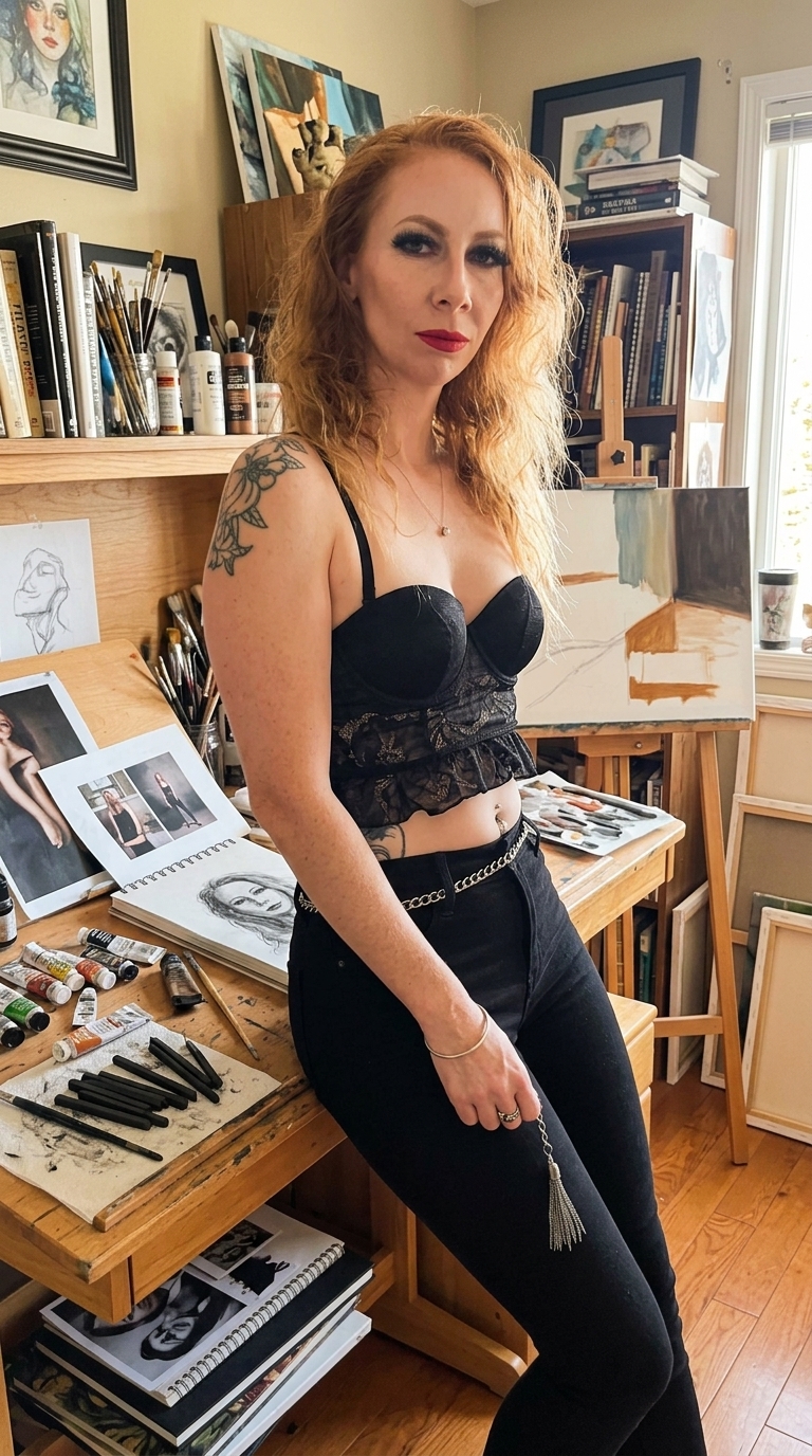 Celeste Klyne in her art studio